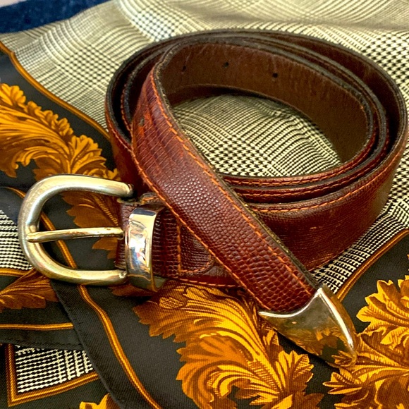 Italian brown leather belt 33.5-37.5” - Picture 1 of 6